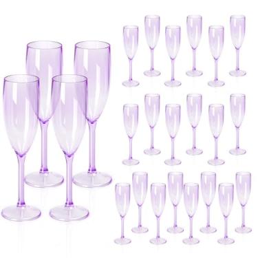 Imagem de XUWAIDSGN 24 peças taças de champanhe taças de vinho de plástico, taças de champanhe vintage, taças de bar de mimosa, 153 g para Natal, aniversário, casamento, noiva (24, roxo claro)
