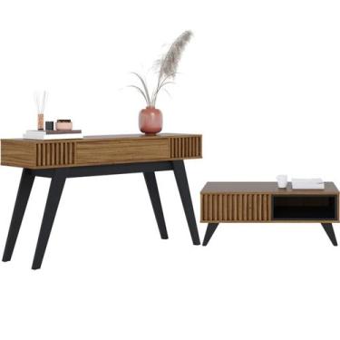 Imagem de Mesa De Centro Jeri E Aparador Riveira Para Sala Noce Milano Preto CLB