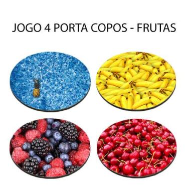 Imagem de Kit 4 Porta Chopp Personalizado Linda Coleção Frutas e Flores Redondo 