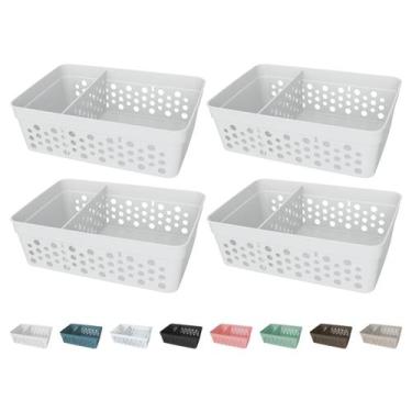 Imagem de Kit 4 Cesto Organizador Rattan c/ Divisória Removível 17x11 - Usual Ut