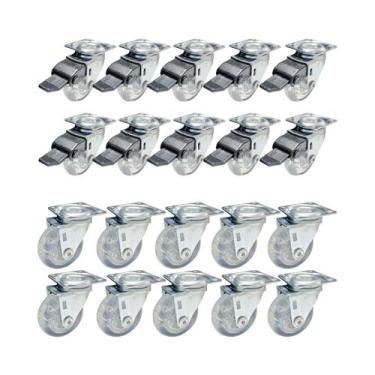 Imagem de 20 Rodízio Gel Silicone Rodinha 50mm 10 C/Trava 10 S/Trava - Desicon