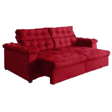 Imagem de Sofá New Austrália 2 metros Retrátil Reclinável Suede Vermelho  Sofá n