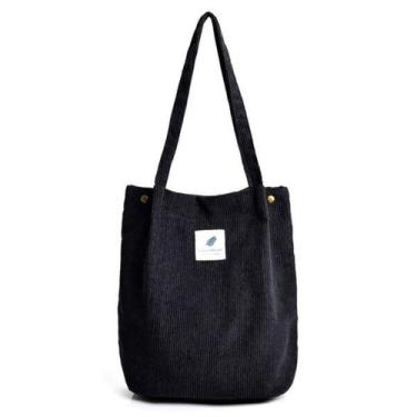 Imagem de Bolsa Feminina Ombro Veludo Grande Espaçosa Viagem Mulher - Alwy, Pret