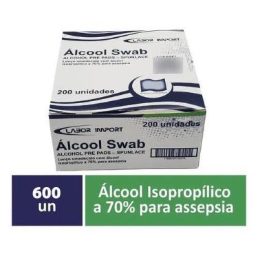 Imagem de Álcool Swab 70% Sachês Lenço Umedecido 600 unidades Labor Import com N