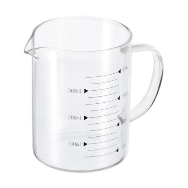 Imagem de PATIKIL Copo medidor de vidro de 350 ml, copo de vidro borossilicato 3,3 graduado preto impresso em escala líquida, copo com bico em forma de V para cozinha