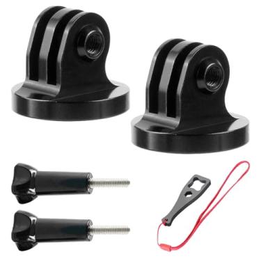 Imagem de Adaptador de montagem de tripé de alumínio de 2 peças compatível com câmeras Gopro Hero 12, 11, 10, 9, 8, 7, 6, 5, 4, 3+, Hero Session, Fusion, Go pro Max, Ak ASO, DJI OSMO Action 4 3 2