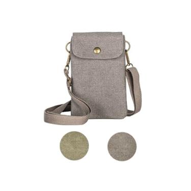 Imagem de Para Galaxy S24 Ultra, S23 Plus, A55/A14 Bolsa transversal de lona pequena universal para celular 4,7-7,2 polegadas, alça de ombro ajustável para iPhone 16 15 14 Pro Max, Huawei/HTC/Sony (cinza)