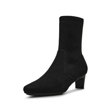 Imagem de Anne Klein Bota feminina de cano curto Iga, Malha preta, 40