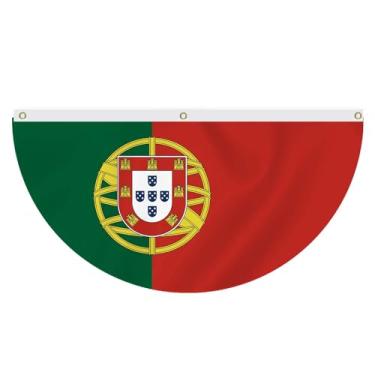 Imagem de MacLand Bandeira de bandeira de Portugal de 1,5 x 3 pés, 45,7 x 129,5 cm, faixa externa semi redonda 115D, decoração inovadora para jardim, quintal, janela, carro, barco, varanda com ilhós de latão
