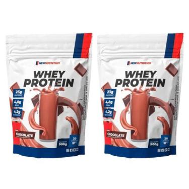 Imagem de Kit 2 100% Whey Concentrado 900g - New Nutrition, Chocolate