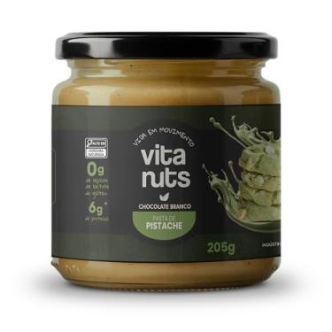 Imagem de Pasta de Pistache com Chocolate Branco Vegana 205g – Zero Açúcar, Sem Glúten, Sem Lactose – Natural, Cremosa e Saudável | Vitanuts