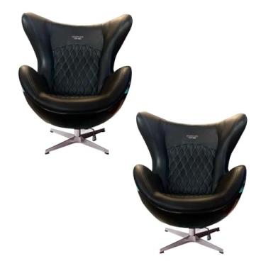 Imagem de Kit 2 Poltronas Decorativas Egg Chair AMG One Cinza/Preto G53 - Gran Belo
