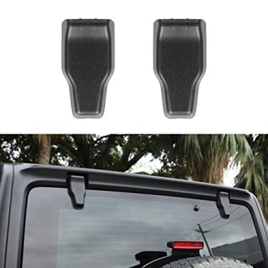 Imagem de Hoolcar Tampa de dobradiça de vidro para porta traseira acessório original para carro capa de dobradiça de vidro para Jeep Wrangler JL JLU 2018-2021 Hardtop, preto