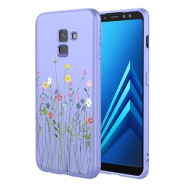 Imagem de HTXWXJC Capa de celular para Galaxy A8 Plus 2018, capa para Samsung A8+ 2018 SM-A730, à prova de choque, flexível, amortecedora, capa macia de TPU com estampa de flor, capa para celular para Samsung