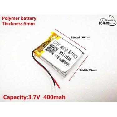 Imagem de Bateria 400mah 3,7v  5mm X  25mm X 30mm Com 2 Fios - KMIG