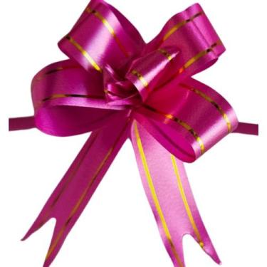 Imagem de laço fácil c/filete ouro 18mmx33cm c/100 unidades pink - ydh