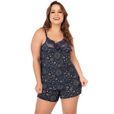 Imagem de Kit 3 Baby Doll Liganete Plus Size Estampado Rendado e Short - Bella F