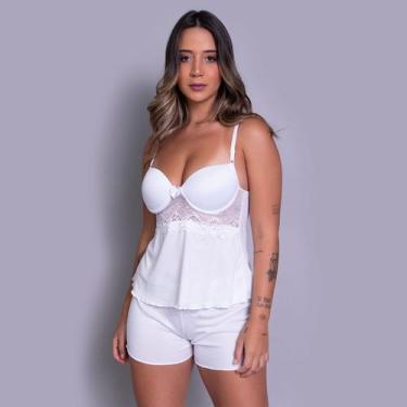 Imagem de Baby Doll Bojo Feminino Liso Liganete Renda Roupa De Dormir - Vekyo, B