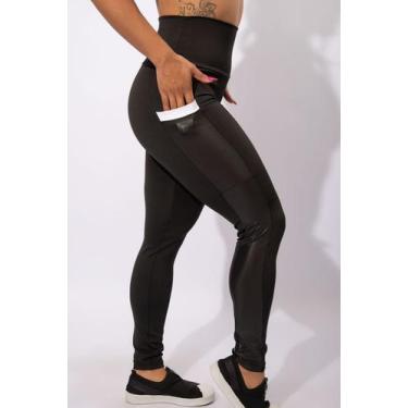 Imagem de Calça Legging Com Bolso Cirrê Fitness Academia Feminina Cintura Alta F