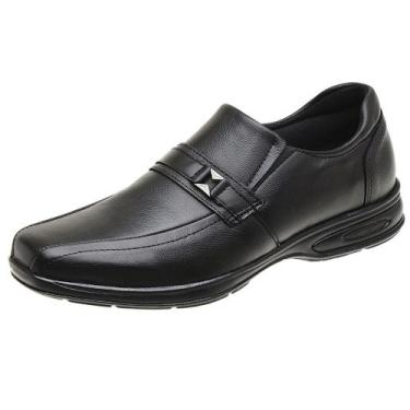 Imagem de Sapato Social Masculino Comfort Couro Bico Quadrado Ortopédico Macio P