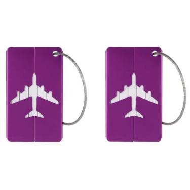 Imagem de 2 Tag Mala De Viagem Bolsa Etiquetas De Bagagem Em Alumínio, Roxo