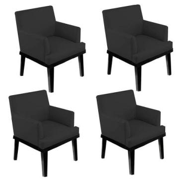 Imagem de Kit 04 Poltrona Cadeira Vick Decorativa Recepção Sala De Estar Suede P