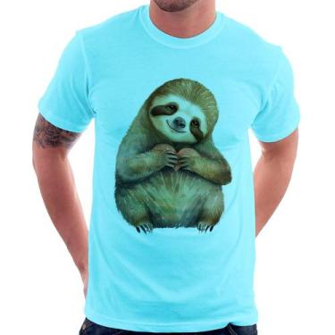Imagem de Camiseta Bicho Preguiça Coração - Foca na Moda, Azul claro, P