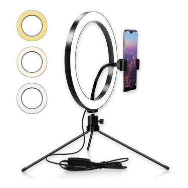Imagem de Ring Light Led Iluminador Câmera Celular 20 Cm 8 Pol tripe - ZEM