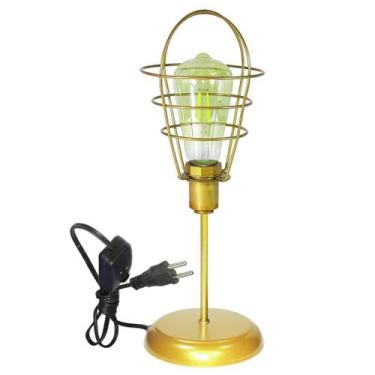 Imagem de Luminária de Mesa Abajur Clássico Aramado Lampshape Dourado - Jota Ilu