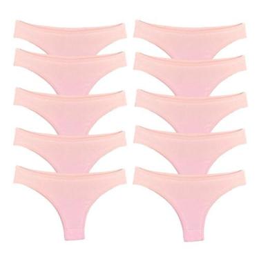 Imagem de Kit 10 Calcinhas Fio Dental Try Basics Algodão Cotton Básica Lisa Moda