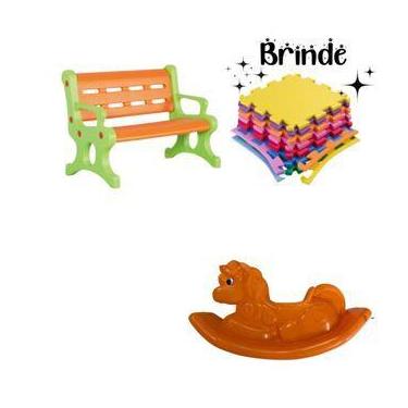 Imagem de Playground Infantil  Banco Plástico, Unicórnio e Tatames Inclusos - Va
