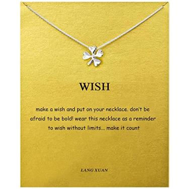 Imagem de LANG XUAN Colar com pingente de bússola e mensagem Sol da Amizade Boa Sorte Elefante Estrela do Mar Colar de Corrente com Cartão Presente, Metal