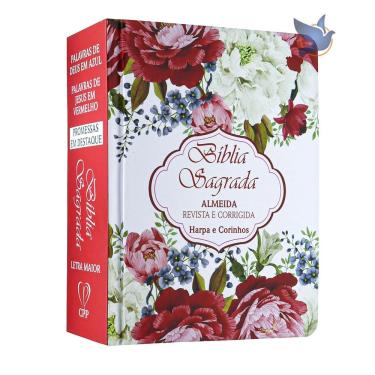 Imagem de Bíblia Sagrada Pequena Arc Harpa Capa Dura Arranjos Flores