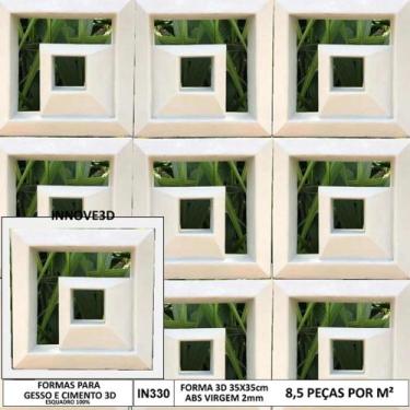Imagem de 2 Forma 3d Cobogó Elemento Vazado Dupla Face 35x35cm ABS 2mm Molde Par