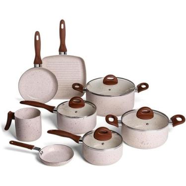 Imagem de Jogo Panelas 8 Peças Ceramic Life Smart Plus Vanilla BRINOX - Não info
