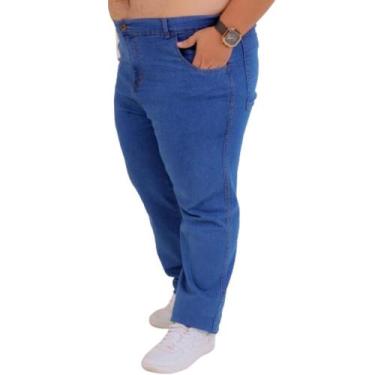 Imagem de Calça Jeans Masculina Plus Size 48-64 Elastano  - Karha Jeans, Azul cl