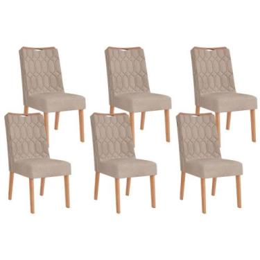 Imagem de Cadeira de Cozinha Bia Kit 6 Un Cedro/Suede Kraft - DJ Móveis