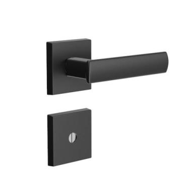 Imagem de Fechadura Design Tetra Chave Roseta Quadrada 55mm Preto Fosco 841T8170