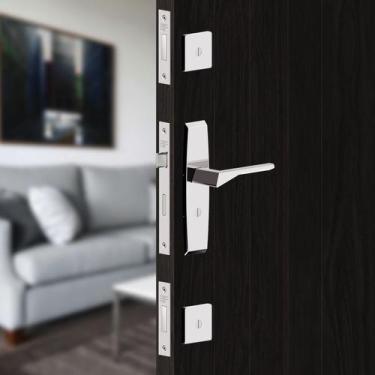 Imagem de Kit Fechadura Design Espelho Grazia Tetra Chave 40mm Cromado 713T128KI