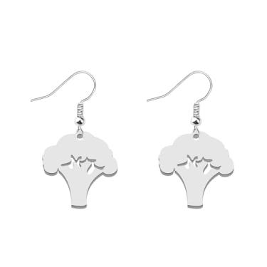 Imagem de WUSUANED Brincos de brócolis verde, joias vegetais, brócolis, presente de comida vegana, presente para amantes de vegetais, Aço inoxidável, Sem pedra preciosa