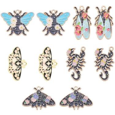 Imagem de SUNNYCLUE 1 CAIXA 20 peças de pingentes de insetos amuletos de mariposa a granel liga de metal esmaltado borboleta animal voador abelha insetos da sorte berloques para fazer joias, brincos faça você