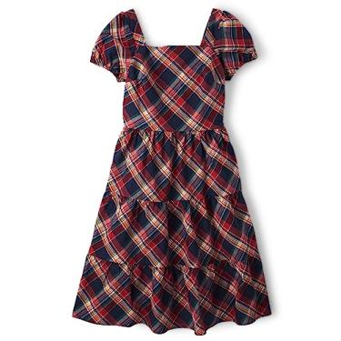 Imagem de Gymboree Vestido feminino de manga bufante xadrez para outono, Xadrez de maçã, P