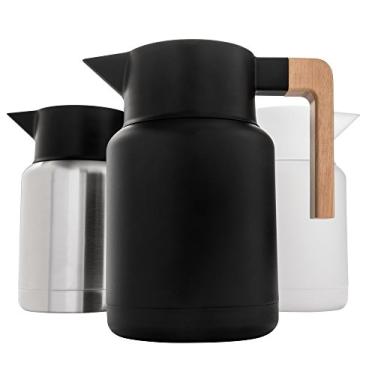 Imagem de Garrafa térmica grande de café – aço inoxidável, vasos térmicos de parede dupla para café e chás da Hastings Collective – preto, garrafas a vácuo com infusor de chá removível e coador | 140 ml.