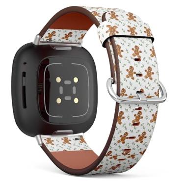 Imagem de Pulseira de relógio inteligente compatível com Samsung Galaxy Watch 6/Classic, Galaxy Watch 5/PRO, Galaxy Watch 4 Classic, pulseira de couro (Mistletoe Gingerbread Man Christmas)