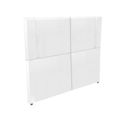 Imagem de Cabeceira Estofada Valência com Pé em tecido Corino (Casal 1,40) - Exclusivo Premium (Branco/Branco)