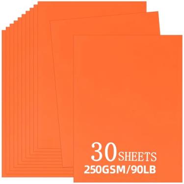 Imagem de 30 folhas de cartolina laranja 21 x 28 cm, 250 gsm/40,8 kg, cartolina A4 grossa e lisa, perfeita para convites, menus, cartões DIY, artes e artesanato