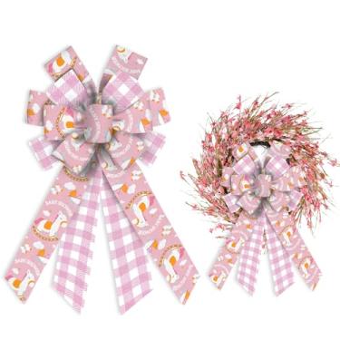 Imagem de Glodecart Grande laço de bebê para grinalda, guirlanda de chá de bebê para decoração de revelação de gênero, laço de chá de bebê para porta da frente interior ao ar livre decoração decoração enfeite