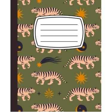 Imagem de Tiger Composition Notebook College Ruled: tiger pattern, | 7.5 x 9.25 inches, 120 pages |, Wide Lined Journal for Big Cat Lover, Cute Composition Notebook for School, Office & Home Use