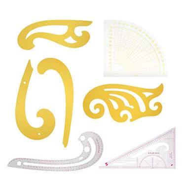Imagem de Kit de Réguas de Costura de 7 Peças, Ferramenta de Costura Multiuso Com Formato Diferente, Ideal para Corte Manual e Fabricação de Placas