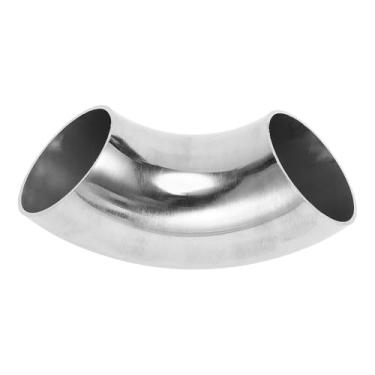 Imagem de Motoforti Tubulação de tubo de escape modificada para carro curva mandril 90 graus 4.4 cm espessura OD 1,5 mm/16GA 45x125x1,5 mm aço inoxidável 304 tom prata